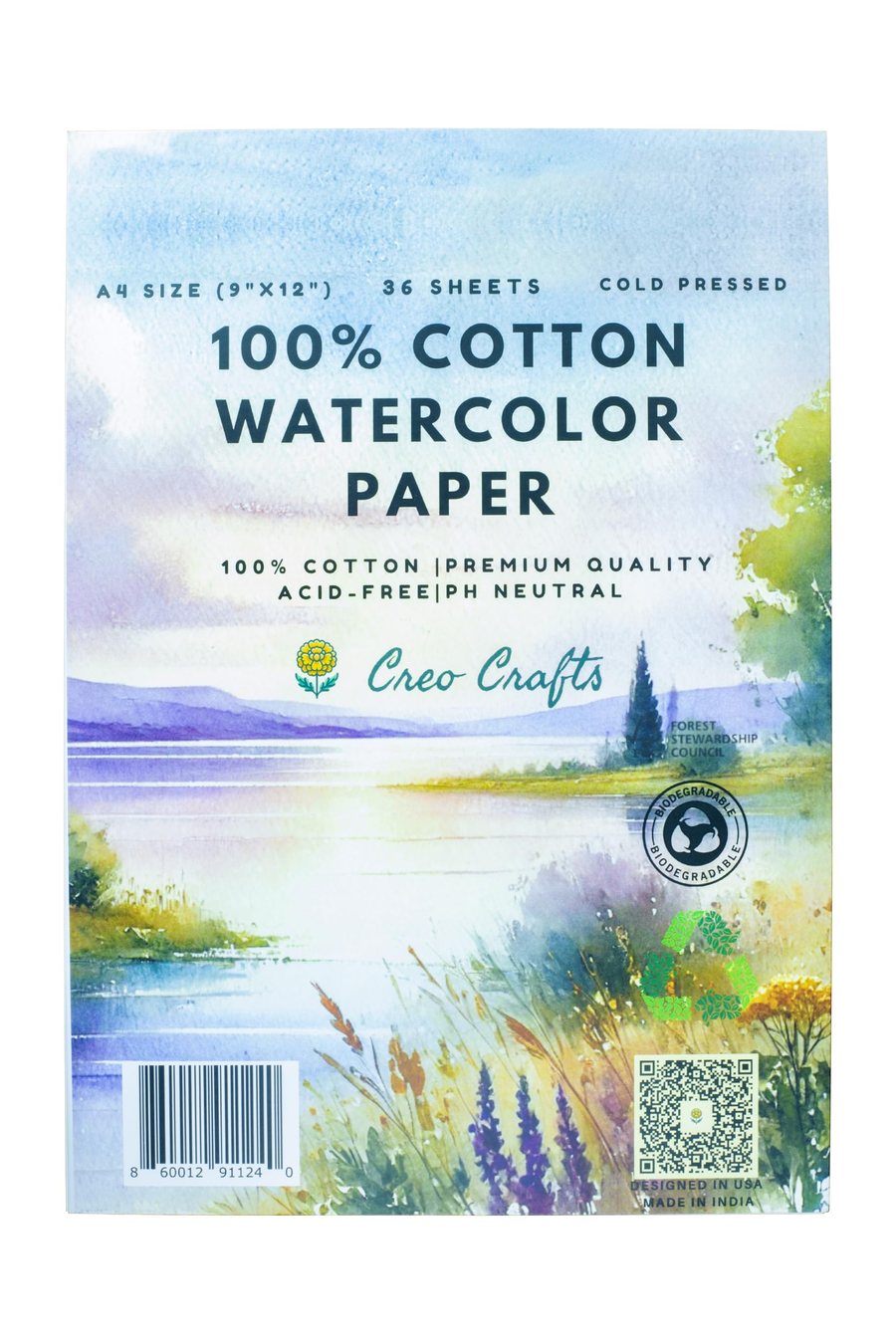 100% Cotton Watercolour Paper, A4